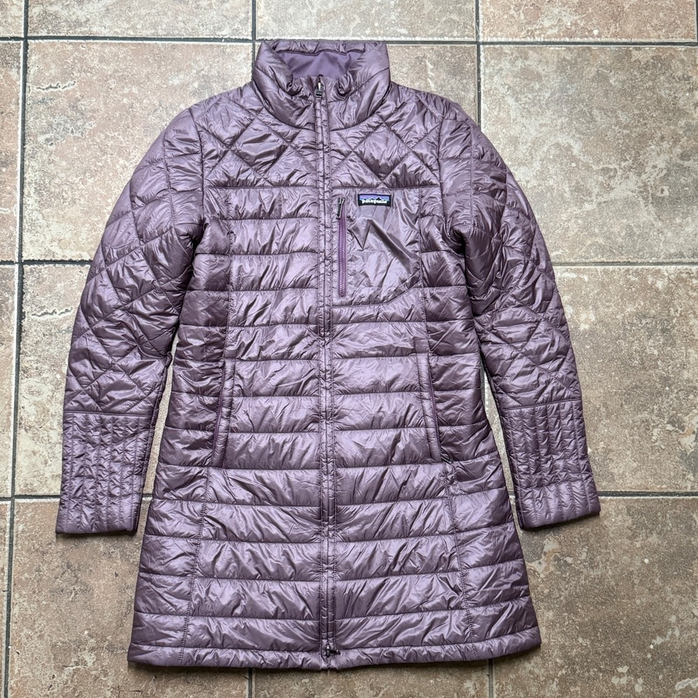 Patagonia Puffer Coat Quilted Purple Nylon Zip Insulated Lined Womens Size M